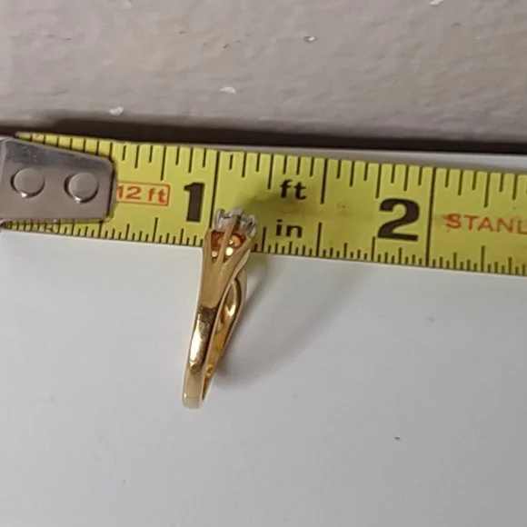 Vintage Gold Tone And Clear Stone Ring Size 5.75 - Picture 12 of 14